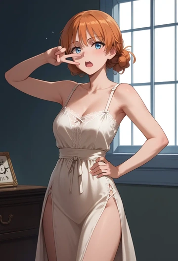 world_witches_series,charlotte_e._yeager,silk slip dress  - AI generated anime art