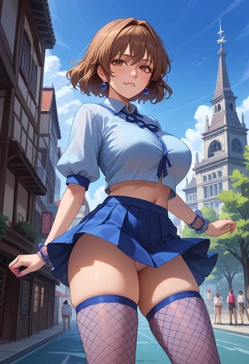 touhou,chen,mini skirt, stockings  - AI generated anime art