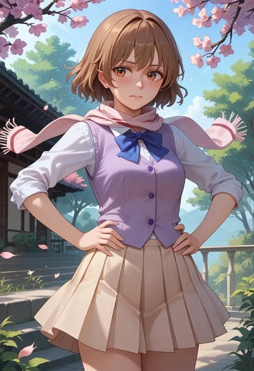 touhou,chen,spring,student uniform,vest  - AI generated anime art