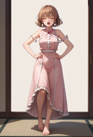 touhou,chen,silk slip dress  - AI generated anime art