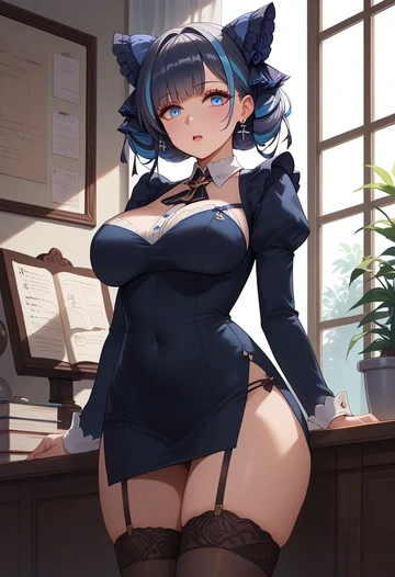 azur_lane,cheshire_(azur_lane),secretary, stockings  - AI generated anime art