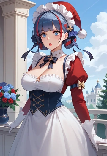 azur_lane,cheshire_(azur_lane),Christmas,red velvet dress  - AI generated anime art