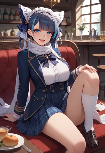 azur_lane,cheshire_(azur_lane),winter,student uniform,plaid skirt  - AI generated anime art