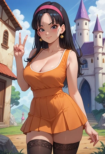 dragon_ball,chi-chi_(dragon_ball),mini skirt,stockings  - AI generated anime art