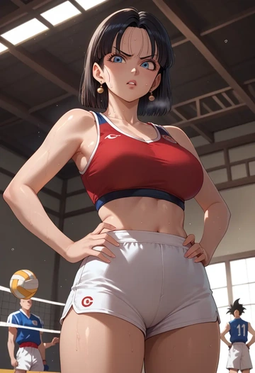 dragon_ball,chi-chi_(dragon_ball),volleyball uniform  - AI generated anime art