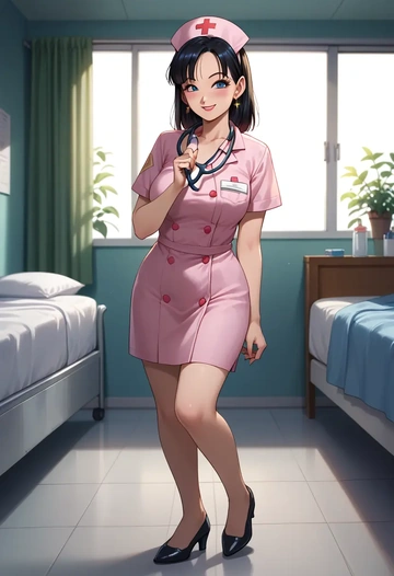 dragon_ball,chi-chi_(dragon_ball),nurse  - AI generated anime art