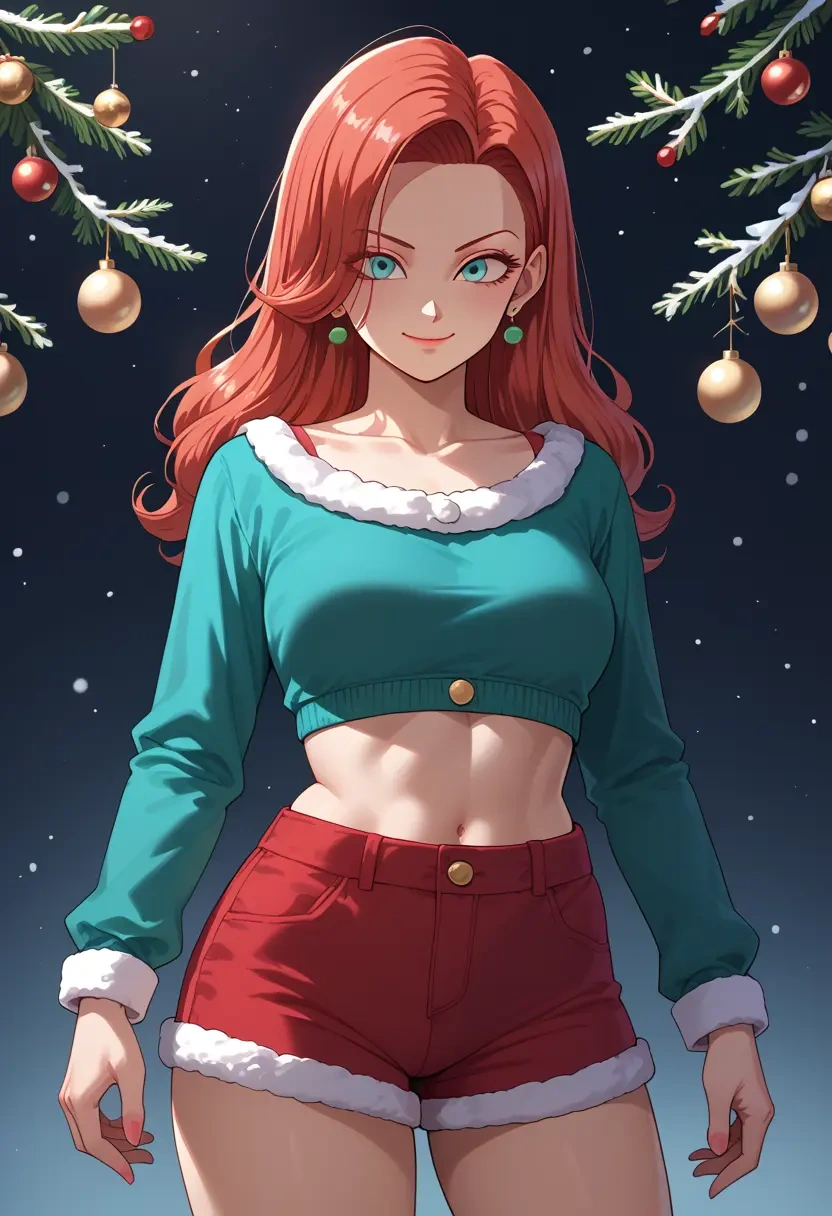 dragon_ball,chi-chi_(dragon_ball),Christmas,red velvet shorts  - 