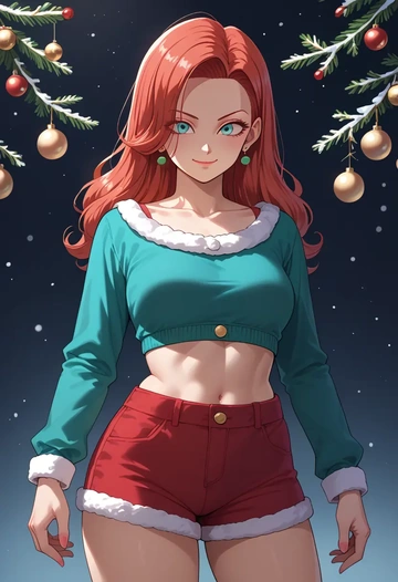 dragon_ball,chi-chi_(dragon_ball),Christmas,red velvet shorts  - AI generated anime art