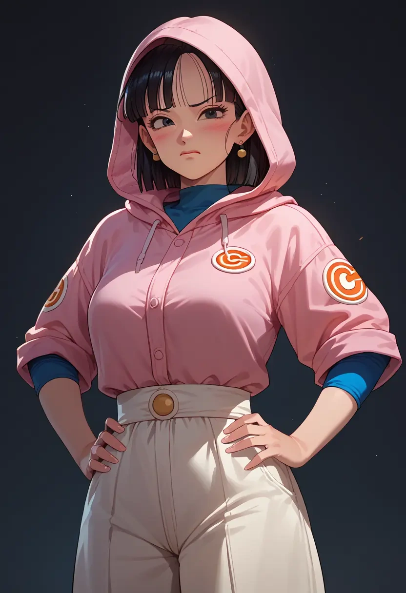 dragon_ball,chi-chi_(dragon_ball),crop windbreaker,shorts  - 