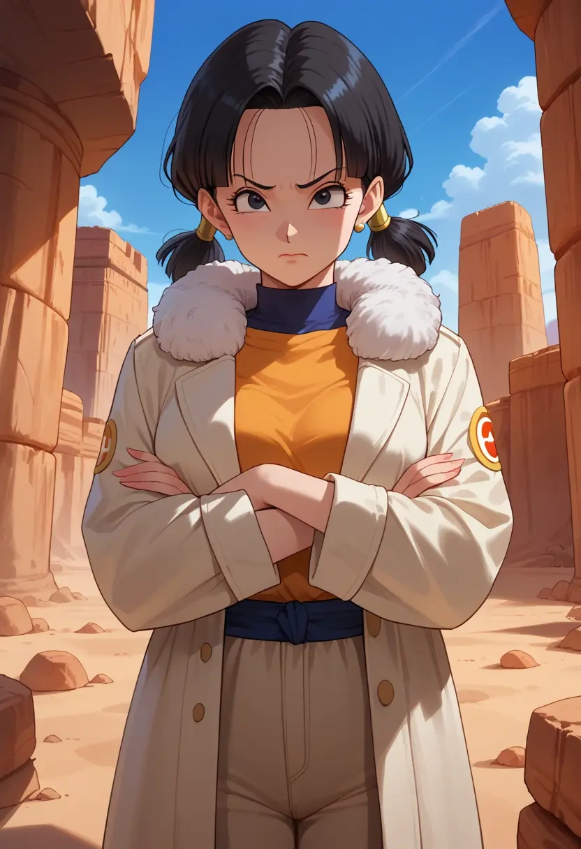 dragon_ball,chi-chi_(dragon_ball),coat,fur-collar,tailored trousers  - 