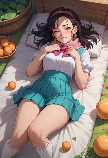 dragon_ball,chi-chi_(dragon_ball),spring,student uniform,blouse  - AI generated anime art