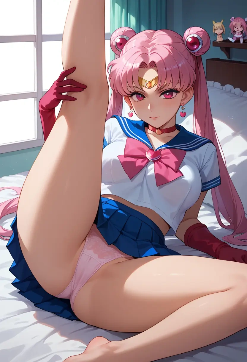 bishoujo_senshi_sailor_moon,chibi_usa,mini skirt,panties,spread legs,one leg up,sexy  - 