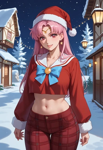 bishoujo_senshi_sailor_moon,chibi_usa,Christmas,plaid trousers  - AI generated anime art