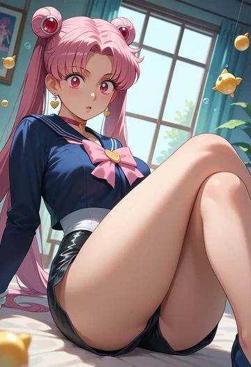 bishoujo_senshi_sailor_moon,chibi_usa,leather,shorts  - AI generated anime art