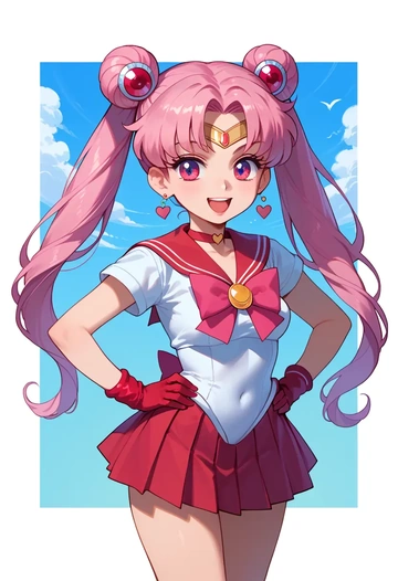 bishoujo_senshi_sailor_moon,chibi_usa,graphic tee,dolphin shorts  - AI generated anime art