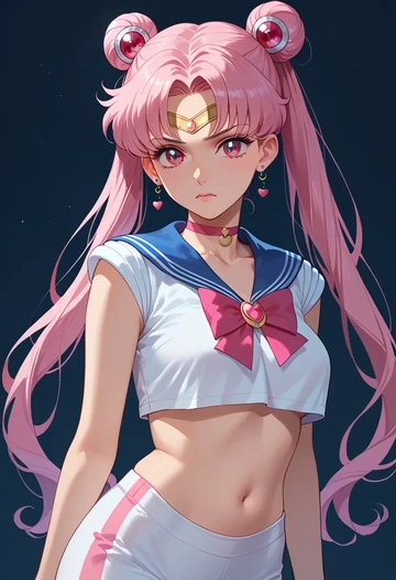 bishoujo_senshi_sailor_moon,chibi_usa,sports crop,high-waisted shorts  - AI generated anime art