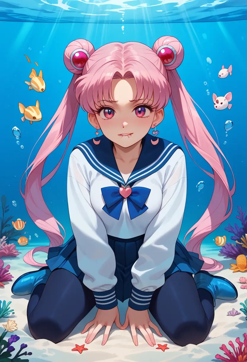 bishoujo_senshi_sailor_moon,chibi_usa,winter,student uniform,puffer jacket  - 