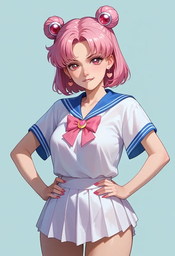 bishoujo_senshi_sailor_moon,chibi_usa,tie-dye shirt,dolphin shorts  - AI generated anime art