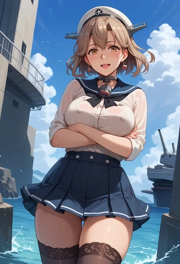 kantai_collection,chikuma_(kancolle),mini skirt, stockings  - AI generated anime art