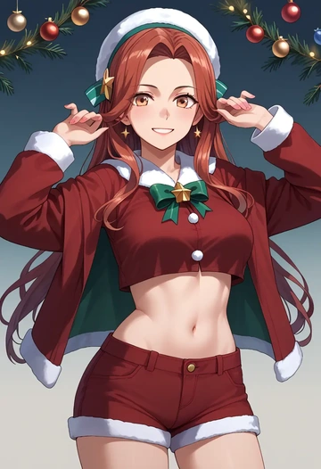 kantai_collection,chikuma_(kancolle),Christmas,red velvet shorts  - AI generated anime art