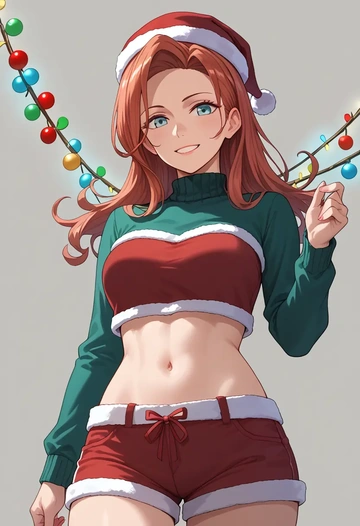 kantai_collection,chikuma_(kancolle),Christmas,red velvet shorts  - AI generated anime art