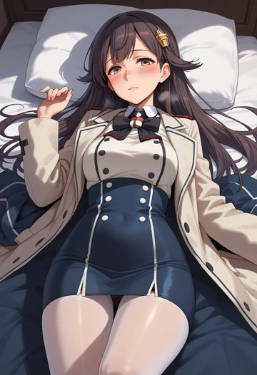 kantai_collection,chikuma_(kancolle),coat,long,double-breasted,pencil skirt  - AI generated anime art