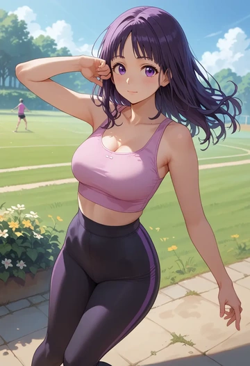 hyouka,chitanda_eru,leggings,yoga  - AI generated anime art