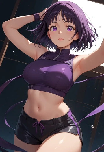 hyouka,chitanda_eru,leather,shorts,crop top  - AI generated anime art