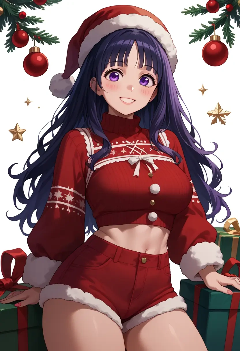 hyouka,chitanda_eru,Christmas,red velvet shorts,turtleneck sweater  - 