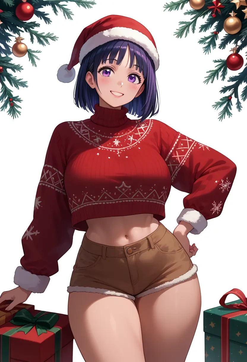 hyouka,chitanda_eru,Christmas,red velvet shorts,turtleneck sweater  - 