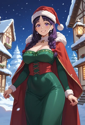 hyouka,chitanda_eru,Christmas,dress  - AI generated anime art