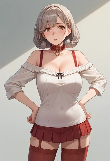 kantai_collection,chitose_(kancolle),collar,oversized,Thigh garters  - AI generated anime art