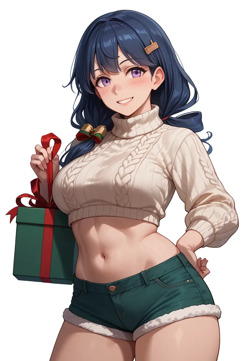 kantai_collection,chitose_(kancolle),Christmas,red velvet shorts,turtleneck sweater  - 