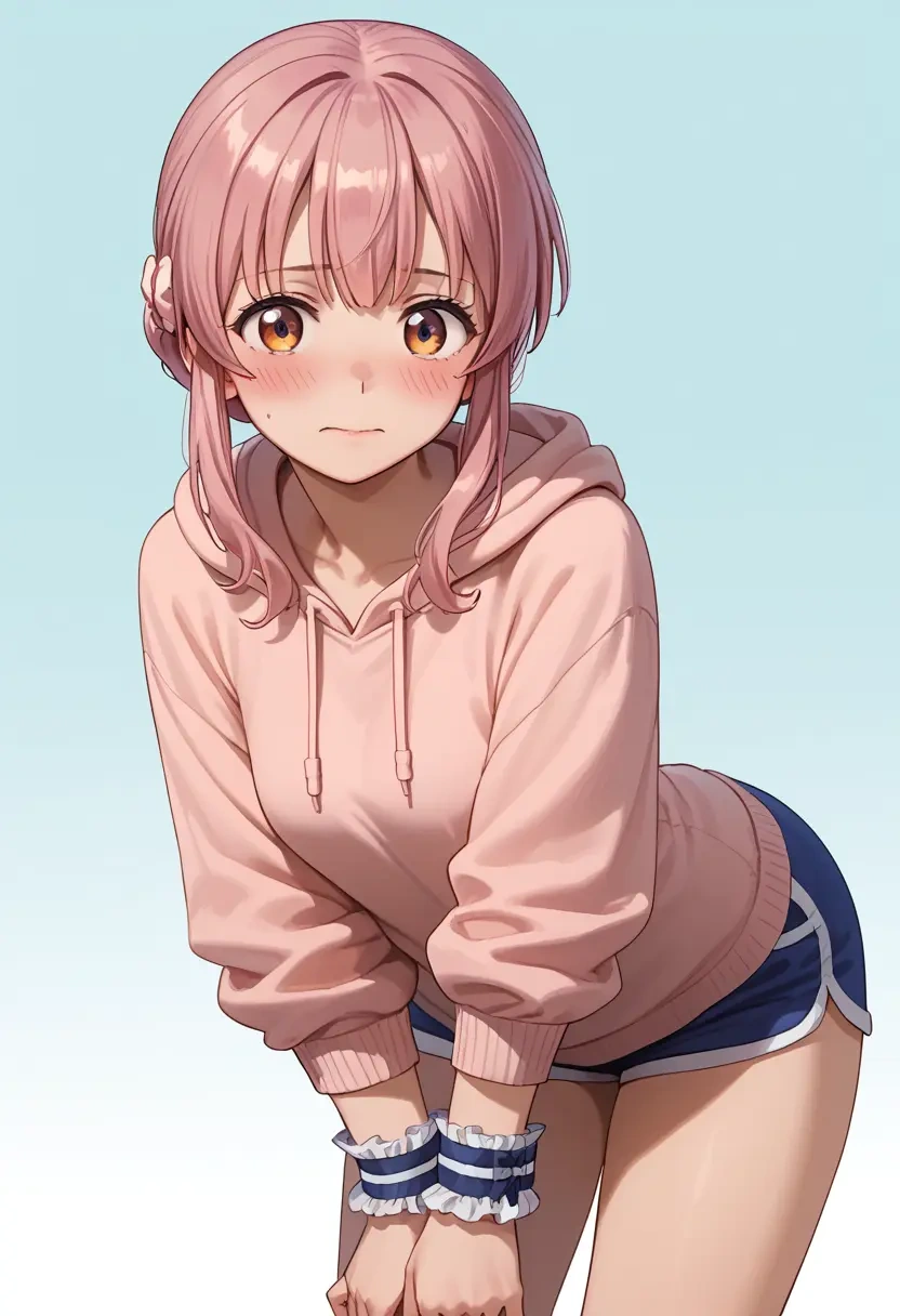 machikado_mazoku,chiyoda_momo,hoodie,cropped,high-waisted joggers  - 