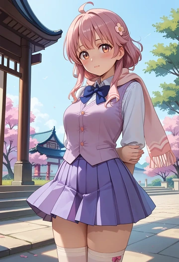 machikado_mazoku,chiyoda_momo,spring,student uniform,vest  - AI generated anime art