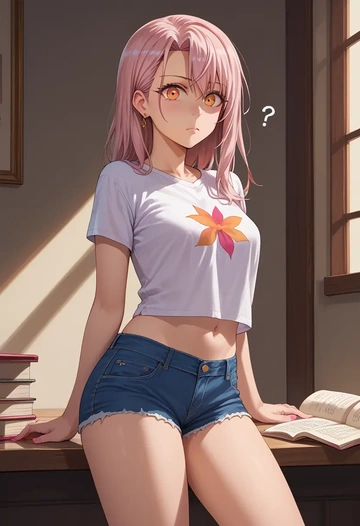 fate_(series),chloe_von_einzbern,denim shorts  - AI generated anime art