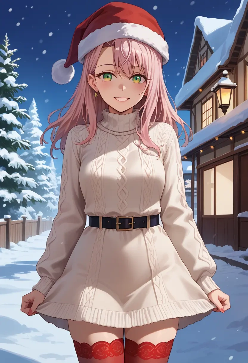 fate_(series),chloe_von_einzbern,Christmas,sweater dress,stockings  - 