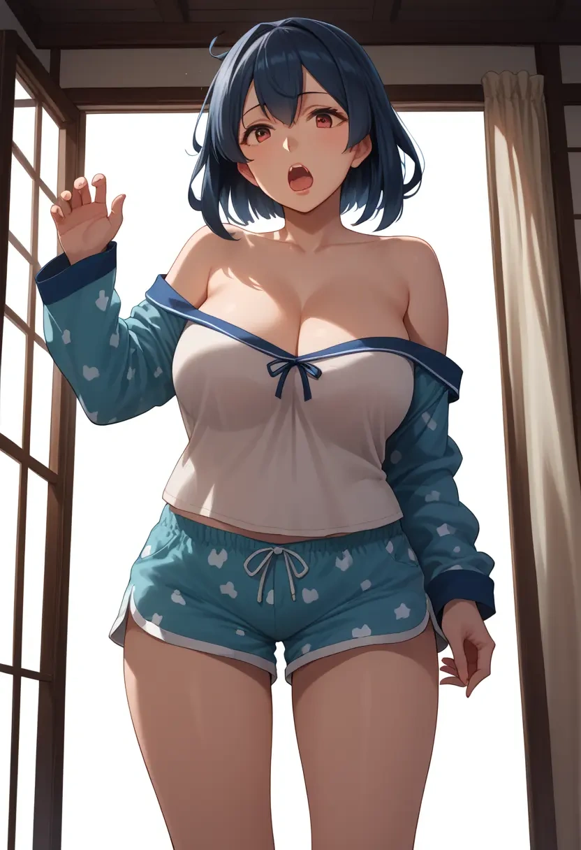 kantai_collection,choukai_(kancolle),pajamas, low-waisted shorts  - 