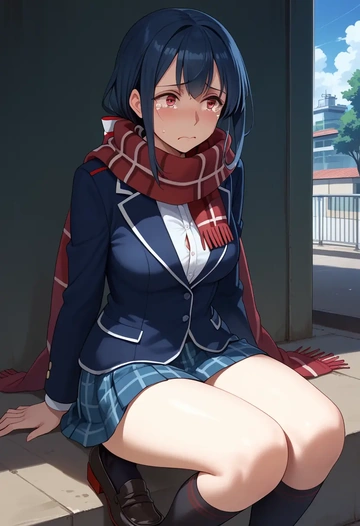 kantai_collection,choukai_(kancolle),winter,student uniform,plaid skirt  - AI generated anime art