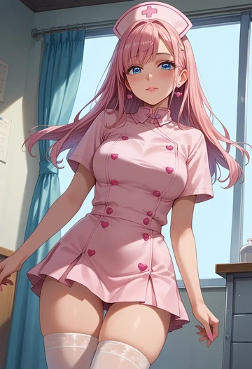 needy_girl_overdose,chouzetsusaikawa_tenshi-chan,nurse pantyhose,mini skirt, sexy  - AI generated anime art