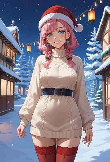 needy_girl_overdose,chouzetsusaikawa_tenshi-chan,Christmas,sweater dress,stockings  - AI generated anime art