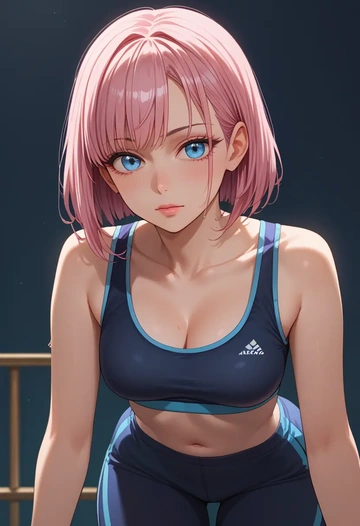 needy_girl_overdose,chouzetsusaikawa_tenshi-chan,athletic,track suit  - AI generated anime art