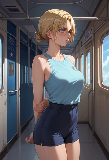 shingeki_no_kyojin,christa_renz,athletic,shorts,sexy  - AI generated anime art