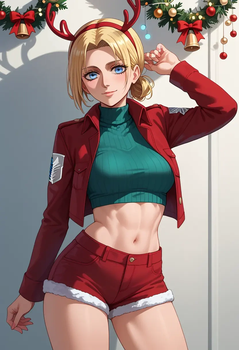 shingeki_no_kyojin,christa_renz,Christmas,red velvet shorts  - 