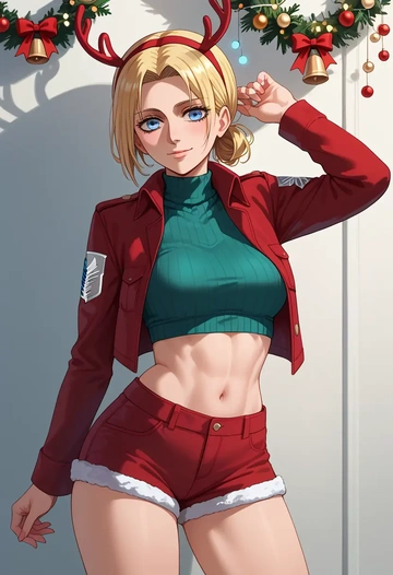 shingeki_no_kyojin,christa_renz,Christmas,red velvet shorts  - AI generated anime art