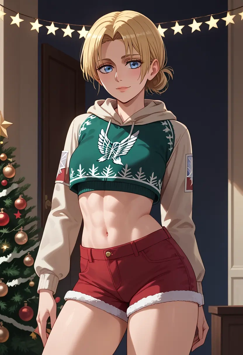 shingeki_no_kyojin,christa_renz,Christmas,red velvet shorts  - 