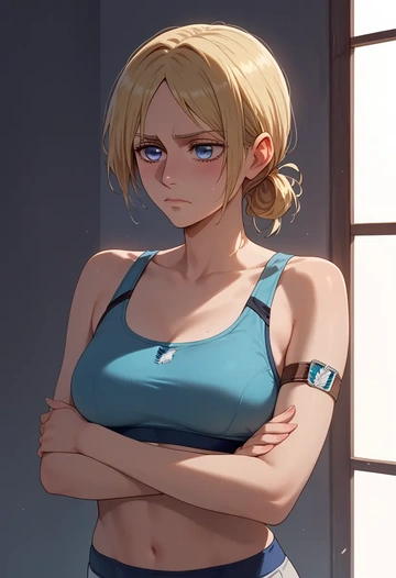 shingeki_no_kyojin,christa_renz,sports bra,wide-leg joggers  - AI generated anime art