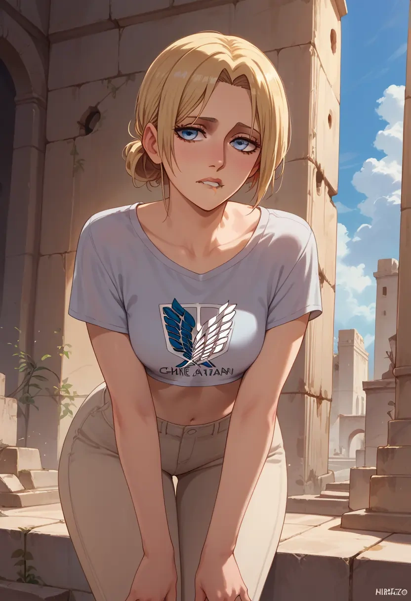 shingeki_no_kyojin,christa_renz,crop top,athletic shorts  - 