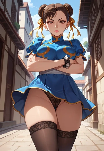 street_fighter,chun-li,nurse pantyhose,mini skirt, sexy  - AI generated anime art