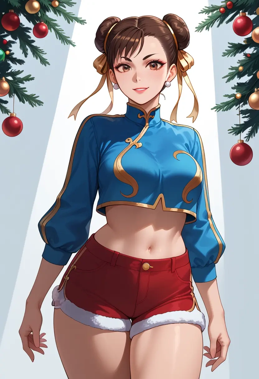 street_fighter,chun-li,Christmas,red velvet shorts  - 